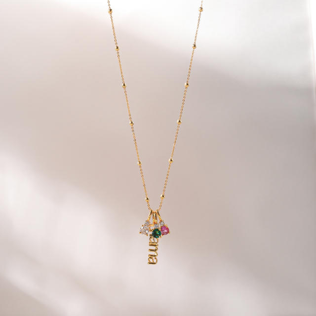 Zirconia Mother's Day Gift for Women mama letter copper necklace