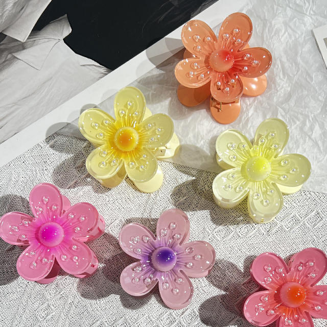 Gradient Candy Color Diamond Egg Flower hair clips hair claw clips
