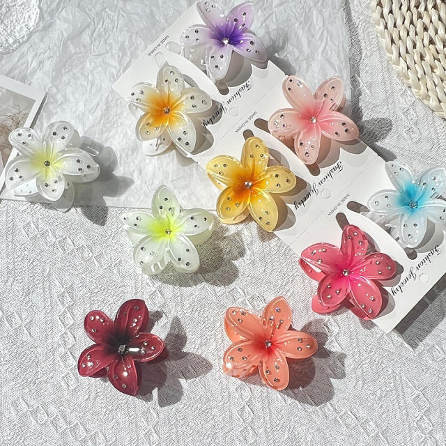 Rhinestone hot sale flower Acrylic hair clips hair claw clips 8CM