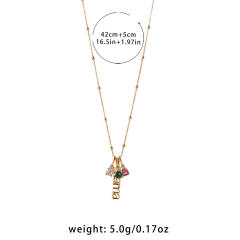 Zirconia Mother's Day Gift for Women mama letter copper necklace