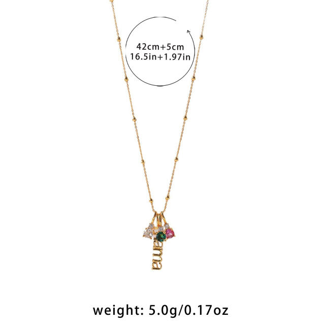 Zirconia Mother's Day Gift for Women mama letter copper necklace