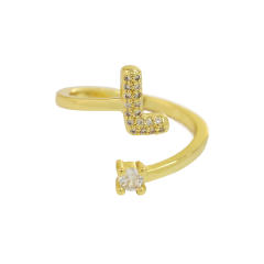 18K diamond initial letter copper rings