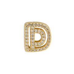 Hot sale diamond hollow initial letter charm diy copper bracelet