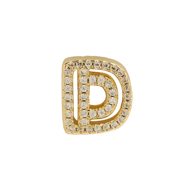 Hot sale diamond hollow initial letter charm diy copper bracelet