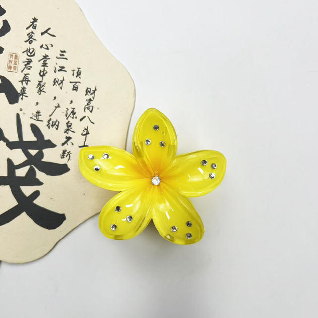 Rhinestone hot sale flower Acrylic hair clips hair claw clips 8CM