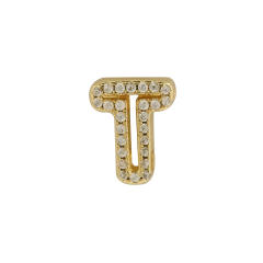 Hot sale diamond hollow initial letter charm diy copper bracelet