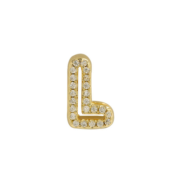 Hot sale diamond hollow initial letter charm diy copper bracelet