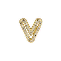 Hot sale diamond hollow initial letter charm diy copper bracelet