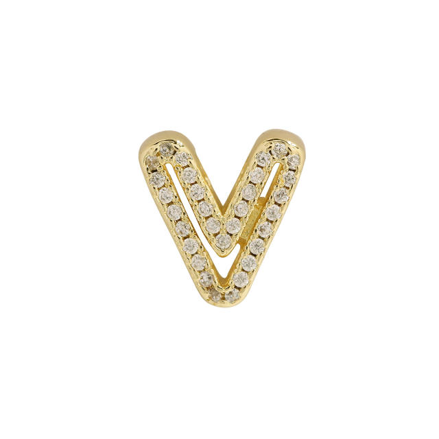 Hot sale diamond hollow initial letter charm diy copper bracelet
