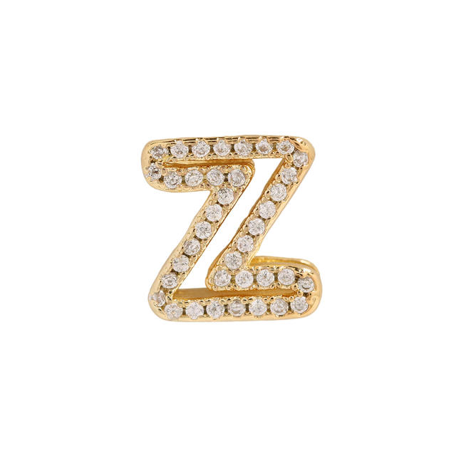 Hot sale diamond hollow initial letter charm diy copper bracelet