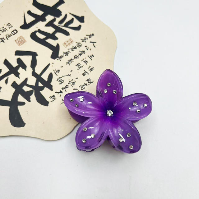 Rhinestone hot sale flower Acrylic hair clips hair claw clips 8CM