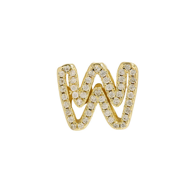 Hot sale diamond hollow initial letter charm diy copper bracelet