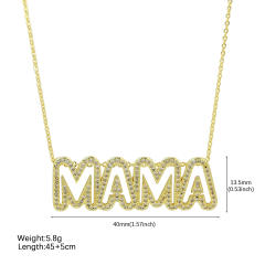 Real gold plated hollow love mama mom letter diamond necklace for mother's day