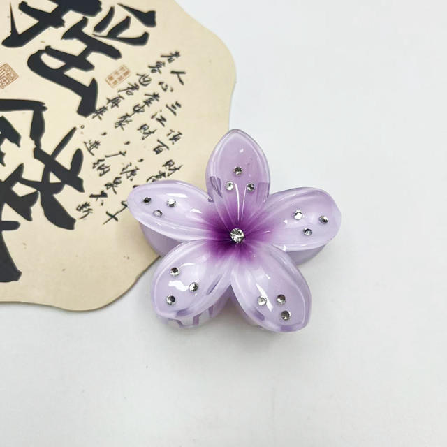 Rhinestone hot sale flower Acrylic hair clips hair claw clips 8CM
