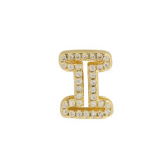 Hot sale diamond hollow initial letter charm diy copper bracelet