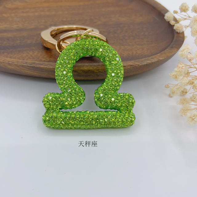 New Twelve Constellations full diamond colorful zodiac Keychain