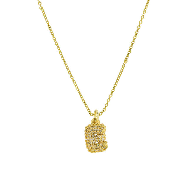 New 18k brass micro-inlaid bubble letter small size 26 English letters initial letter pendant necklace