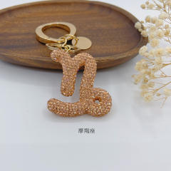 New Twelve Constellations full diamond colorful zodiac Keychain