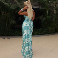 Women's elegant backless neck wrap hip dress