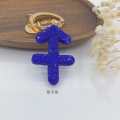 New Twelve Constellations full diamond colorful zodiac Keychain