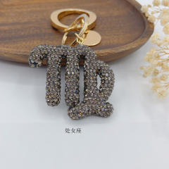 New Twelve Constellations full diamond colorful zodiac Keychain