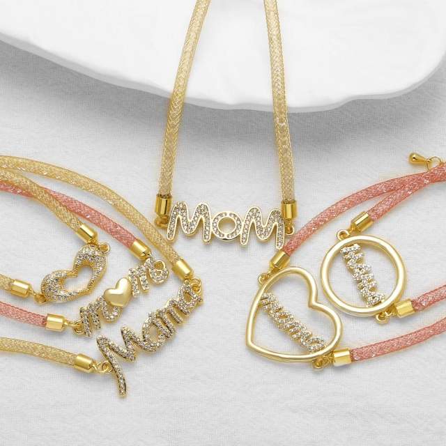Hot sale hollow out heart diamond mother's day bracelet