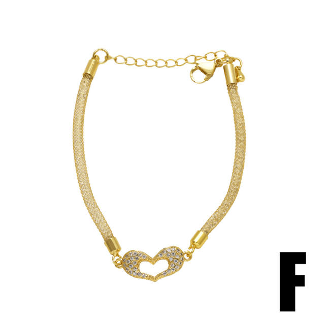 Hot sale hollow out heart diamond mother's day bracelet