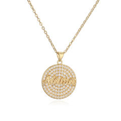 18K gold plated diamond mama letter pendant copper necklace