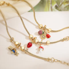Copper Plated 18K Gold Zircon Oil Drop Aircraft Travel Pendant Bracelet