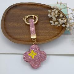 New creative diamond-encrusted four-leaf clover DIY keychain
