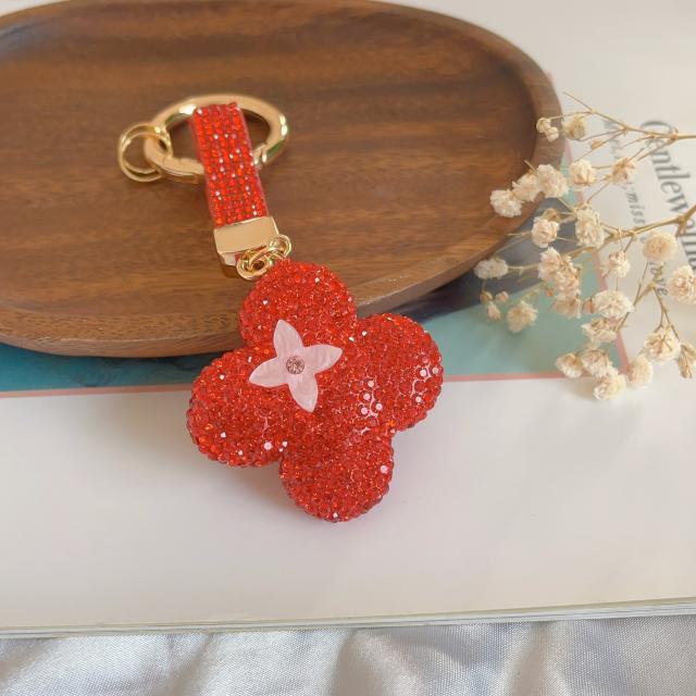 New creative diamond-encrusted four-leaf clover DIY keychain