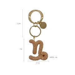 New Twelve Constellations full diamond colorful zodiac Keychain