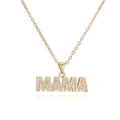 18K gold plated diamond mama letter pendant copper necklace
