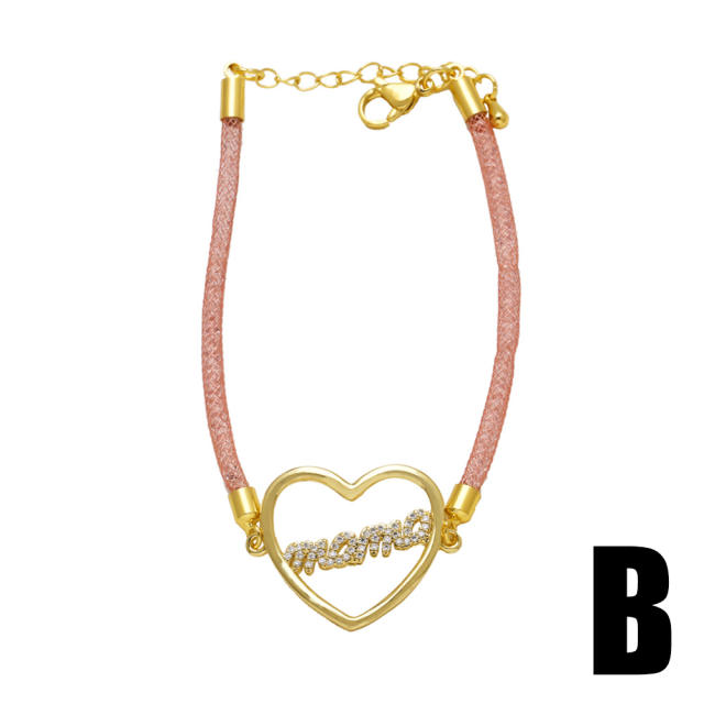 Hot sale hollow out heart diamond mother's day bracelet