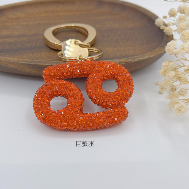 New Twelve Constellations full diamond colorful zodiac Keychain
