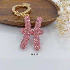 New Twelve Constellations full diamond colorful zodiac Keychain