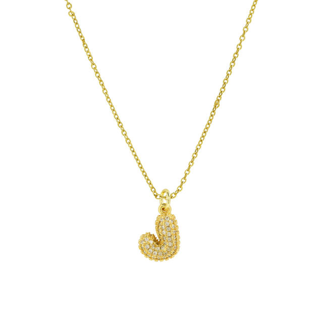 New 18k brass micro-inlaid bubble letter small size 26 English letters initial letter pendant necklace