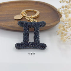 New Twelve Constellations full diamond colorful zodiac Keychain