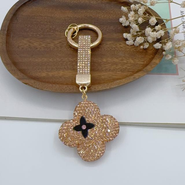 New creative diamond-encrusted four-leaf clover DIY keychain