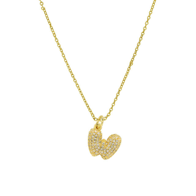 New 18k brass micro-inlaid bubble letter small size 26 English letters initial letter pendant necklace