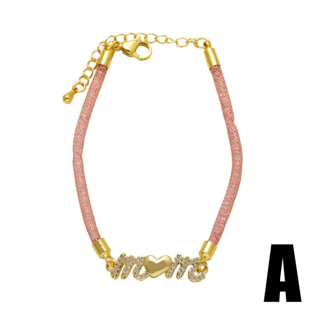 Hot sale hollow out heart diamond mother's day bracelet