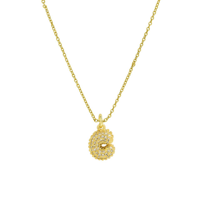 New 18k brass micro-inlaid bubble letter small size 26 English letters initial letter pendant necklace
