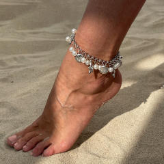 Boho imitation pearl starfish charm anklet beach anklet