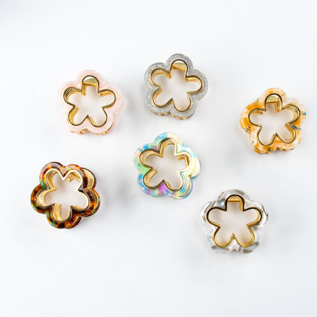 4cm small flower hollow out hair claw clips