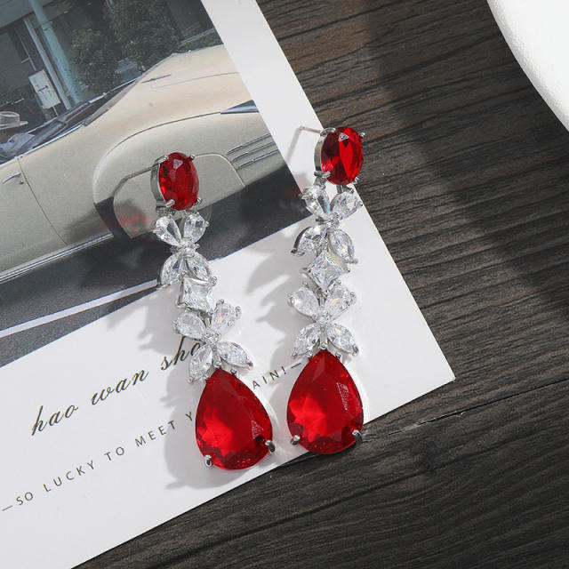 925 needle drop crystal diamond earrings