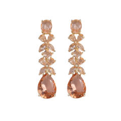 925 needle drop crystal diamond earrings