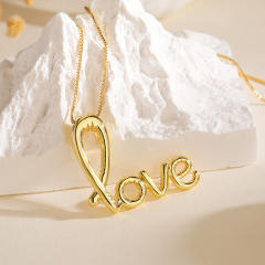 Personalized Copper Plated 18K Gold Zircon MOM Love Pendant Female necklace