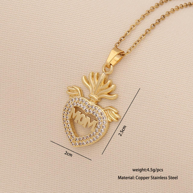 Letter mom Heart-shaped Light Luxury pendant stainless steel chain necklace