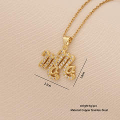 Letter mom Heart-shaped Light Luxury pendant stainless steel chain necklace