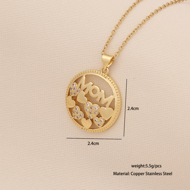 Letter mom Heart-shaped Light Luxury pendant stainless steel chain necklace